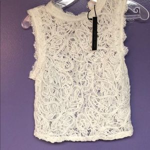 White lace short sleeve shirt